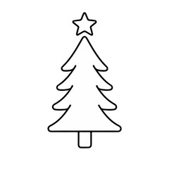 Fototapeta premium Christmas tree icon outline design for festive decorations 