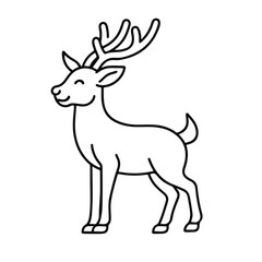 Fototapeta premium Reindeer icon smiling in minimalist line art style 