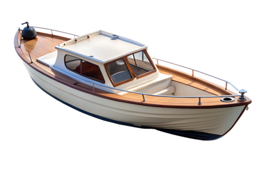 small boat isolated on transparent white background PNG. GENERATIVE AI