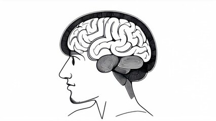 human brain on white background