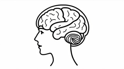 human head silhouette with brain