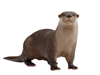 eurasian otter standing isolated on white background