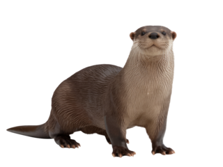 eurasian otter standing isolated on white background