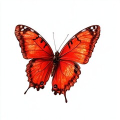 Naklejka premium Red butterfly on a white background. isolated background