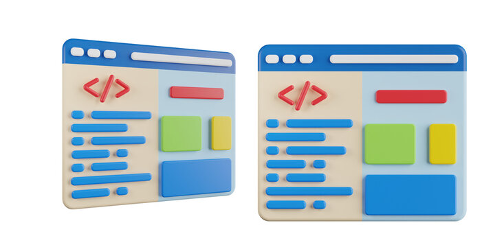 Coding and Web Development Interface 3D Icon