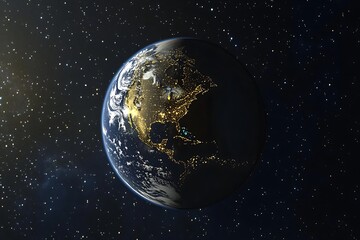 Obraz premium A Mesmerizing View of Earth Floating in the Starry Sky Representing Cosmic Beauty and Global Connectivity