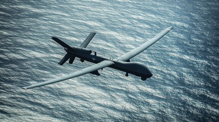 Aerial Precision: Navy Drone Patrolling the Ocean for Maritime Surveillance