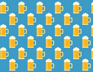 ジョッキにはいったビールのレトロなパターンイラスト