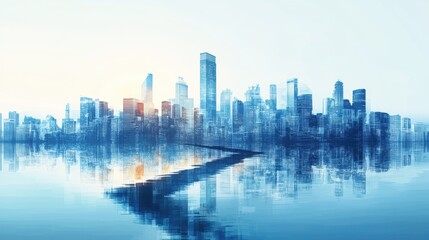 Obraz premium A business background with a cityscape.
