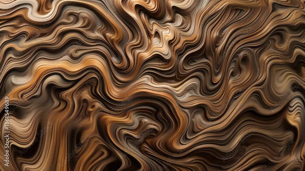 Aufkleber swirling golden and black lines create mesmerizing abstract texture pattern, layered organic shapes 