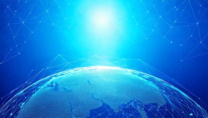 Abstract blue tech background with digital waves background. network systems with artificial neural connections, and cyber quantum computing. Abstract wavy halftone dots zipper podium background 