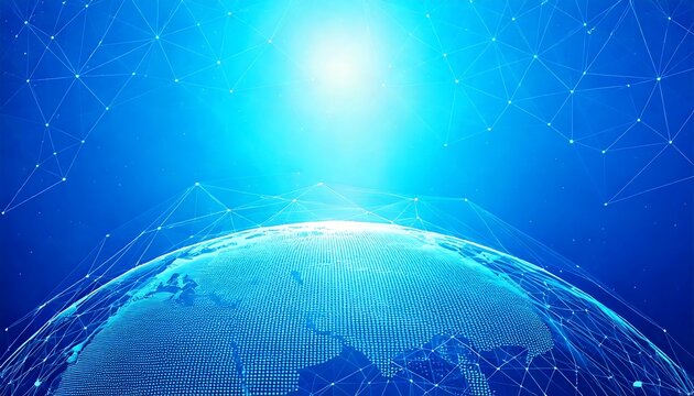 Abstract blue tech background with digital waves background. network systems with artificial neural connections, and cyber quantum computing. Abstract wavy halftone dots zipper podium background 