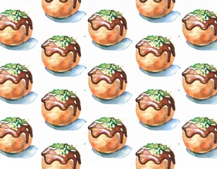 ソースがかかったタコ焼きが並んでいる背景