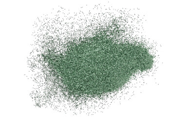 Green glitter powder isolated on transparent background