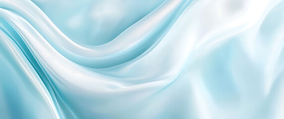 Obraz premium A flowing light blue and white fabric creating smooth curves and soft shadows in a gentle wave pattern
