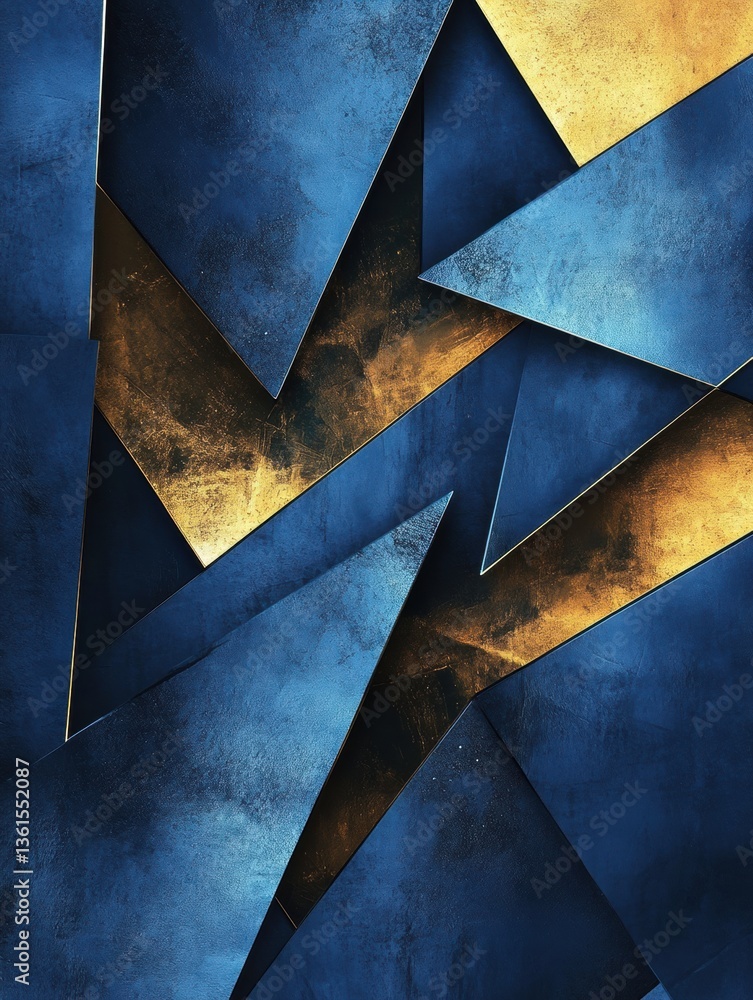 Poster Geometric abstract background showcasing deep blue and gold aesthetics representing political structure in a modern design Generative AI