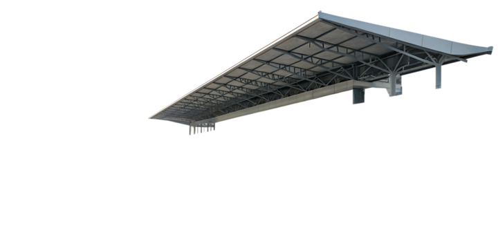 empty race track with modern grandstand isolated on transparent white background PNG. GENERATIVE AI