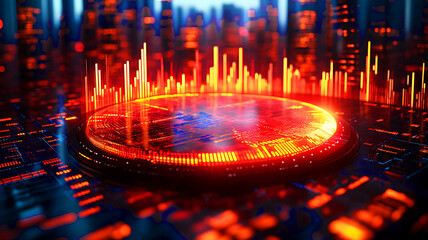 Abstract Data Presentation Featuring Vibrant 3D Graph on Digital Background