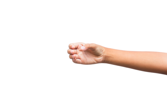 Isolated woman's hand on transparent background.