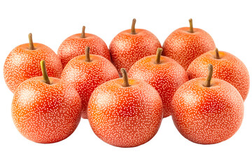 Snow pear or korean pear fruit and half sliced isolated on white background
