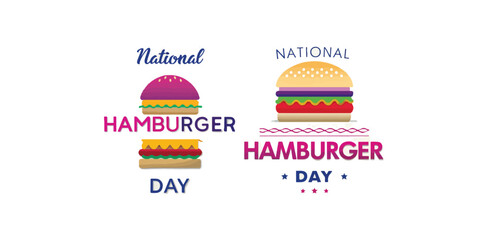 Print   National hamburger day vector illustration isolated on white background