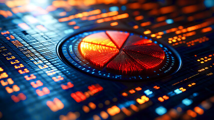 Abstract Data Presentation Featuring Vibrant 3D Graph on Digital Background