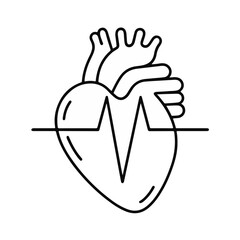 Fototapeta premium sporting heart vector icons in minimalist style with black outlines 