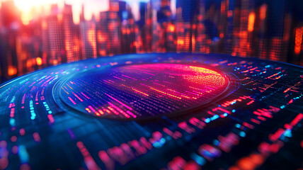 Abstract Data Presentation Featuring Vibrant 3D Graph on Digital Background