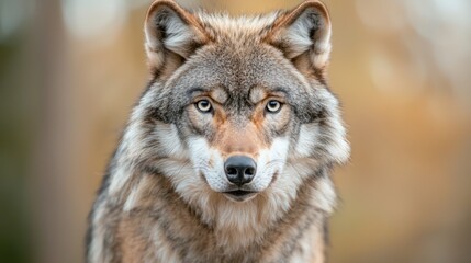 Naklejka premium Wolf portrait, autumnal backdrop