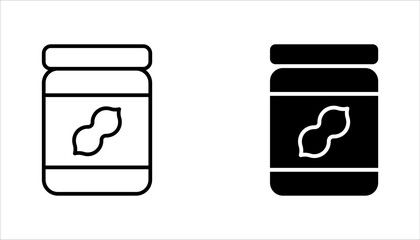 peanut butter icon set, peanut butter jar glass icons vector illustration on white background