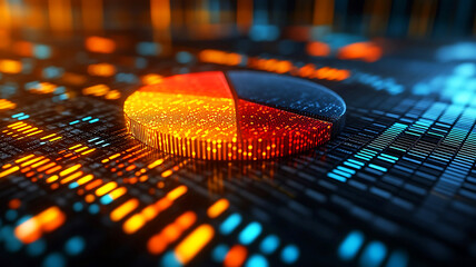 Abstract Data Presentation Featuring Vibrant 3D Graph on Digital Background