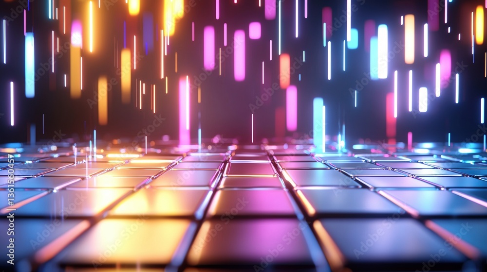 Poster digital lights abstraction: immerse yourself in a mesmerizing display of digital lights, where vibra