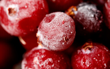 A close up of a bunch of frozen berries