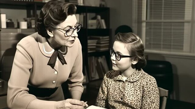 Vintage Footage of a Classroom And Teacher