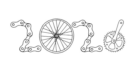 Bicycle Happy New Year 2026 white background	