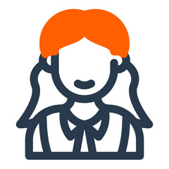 Young Female Student with Pigtails in Uniform