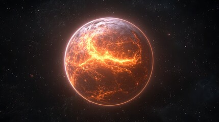 Obraz premium Fiery Planet with Space, Cosmic, and Inferno.