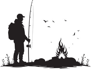 Naklejka premium Fisherman & Outdoor Adventure Vector