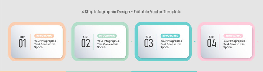 Four Steps Infographics Design Template - Graph, Pie chart, workflow layout, vertical rectangular box diagram, brochure, report, presentation, web design graphic elements editable vector illustration
