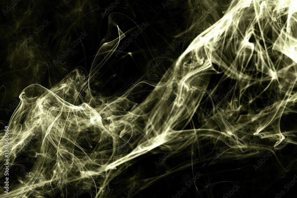 Poster abstract smoke patterns in shades of green and black create a mystical and ethereal atmosphere.