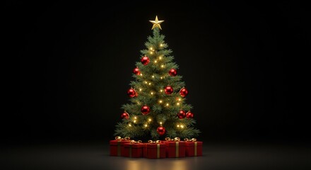 Fototapeta premium Stylish Christmas tree with gifts.