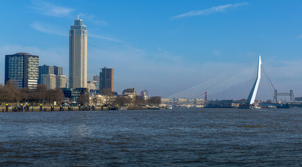 Obraz premium Zalmtoren en Erasmusbrug Rotterdam