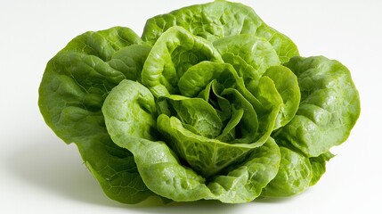 Obraz premium A vibrant, green hydroponic lettuce head is elegantly captured in a nutrient-rich solution, showcasing its luscious leaves glistening under soft studio lighting. The poster emphasizes the freshness