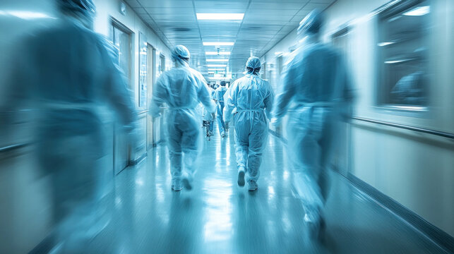 A hospital emergency ward filled with patients, nurses and doctors moving fast