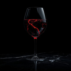 Abstract red wine in glass, dark and dramatic, for artistic drink concept