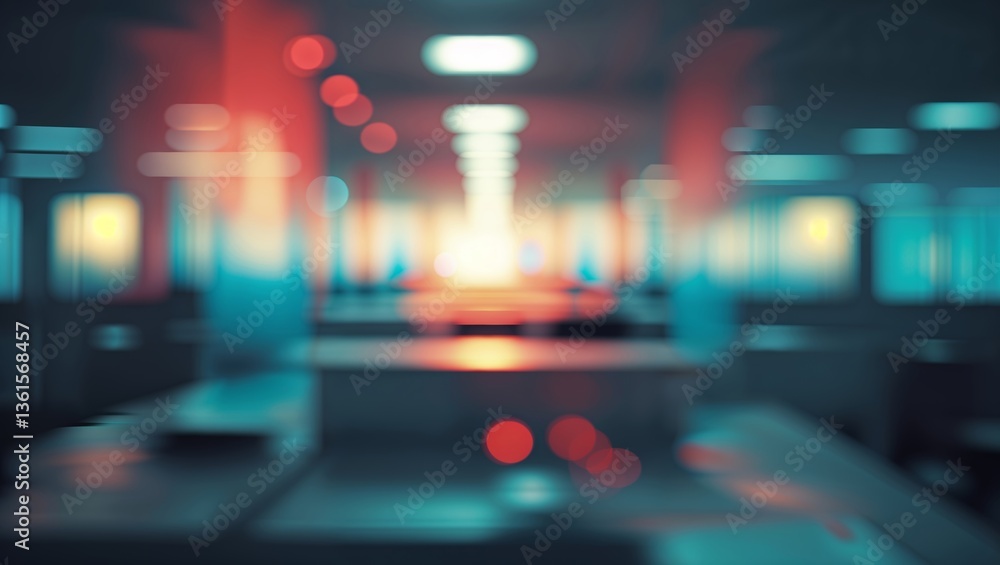 Aufkleber office space with blurred details reflecting ambient light in a modern setting during daytime hours