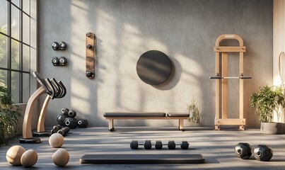 3D rendered illustration . workout equipment for training at home or in studio or gym, female concepr.