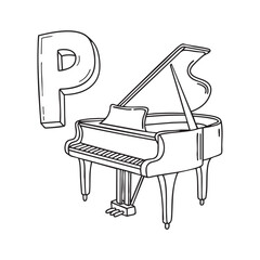 An illustration of letter P stand for piano