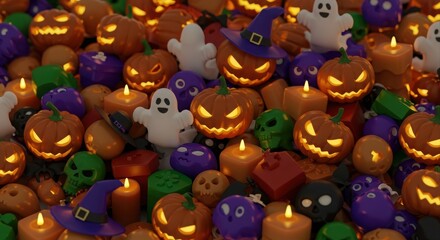 Fototapeta premium Spooky Halloween Treats, a colorful pile.