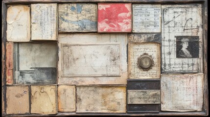 Naklejka premium Antique Collage: A Box of Memories